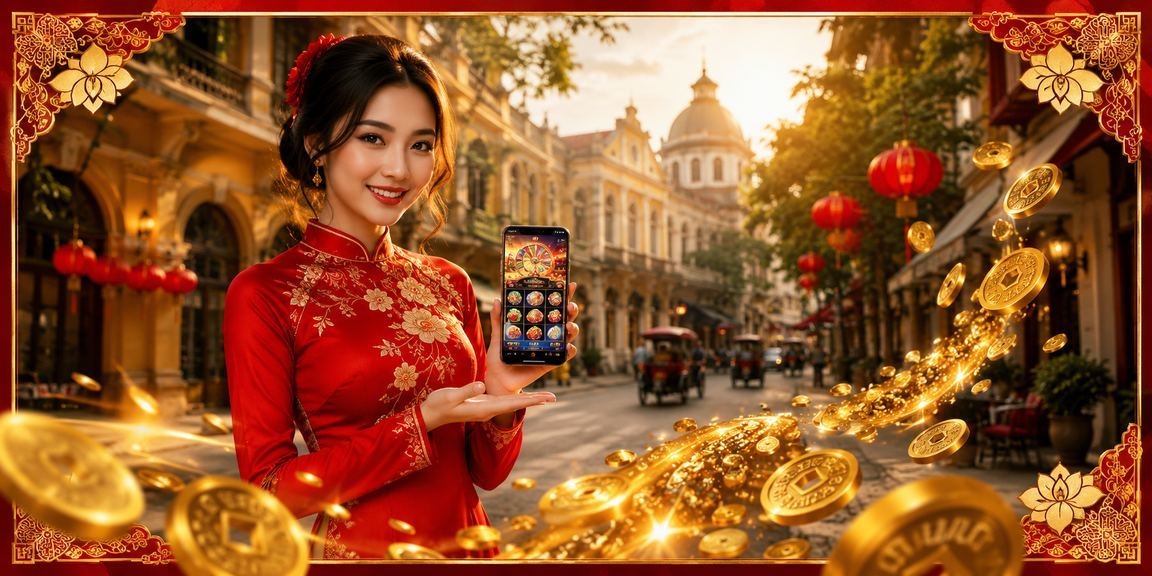 Người chơi slot game t300 tại Hà Nội mặc áo dài truyền thống