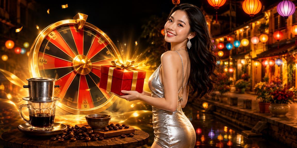 Người dùng ngồi uống cà phê tại Hội An xem kết quả xổ số và roulette trực tuyến